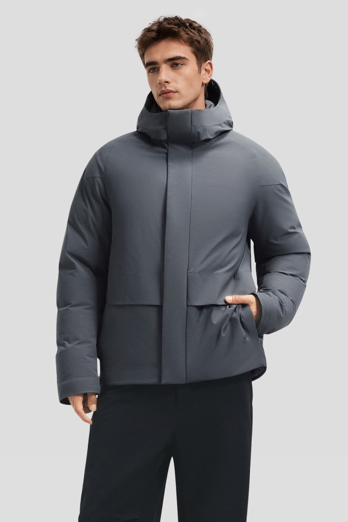 Men's Full-Coverage Stretch Hooded Down Jacket (Maximum Warmth) HD014
