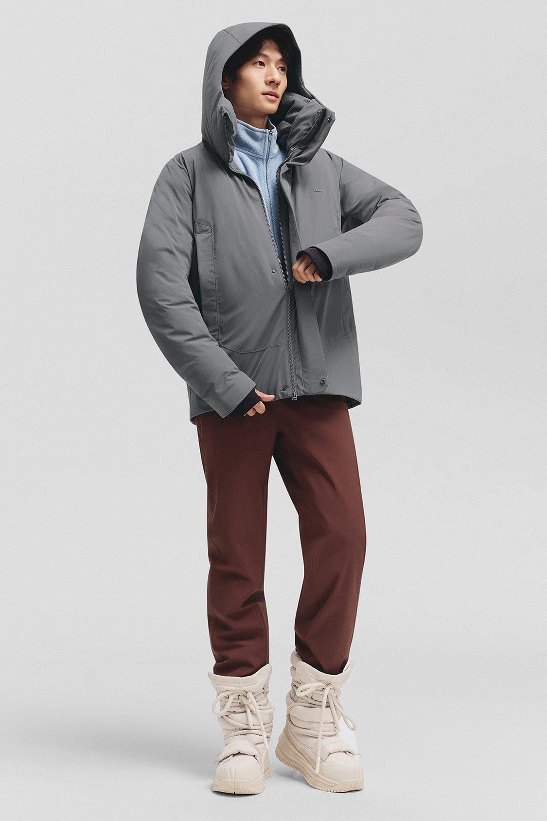 beneunder frostfort – men’s full-protection boxy down jacket (extra warm, long sleeve) #color_deepgray