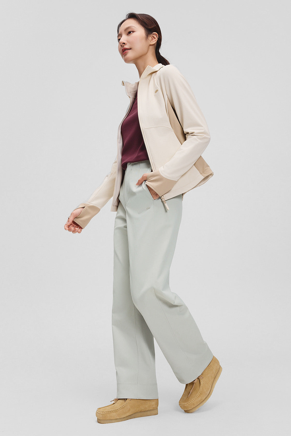 beneunder wrinkleaway womens easy care straight leg pants #color_light gray