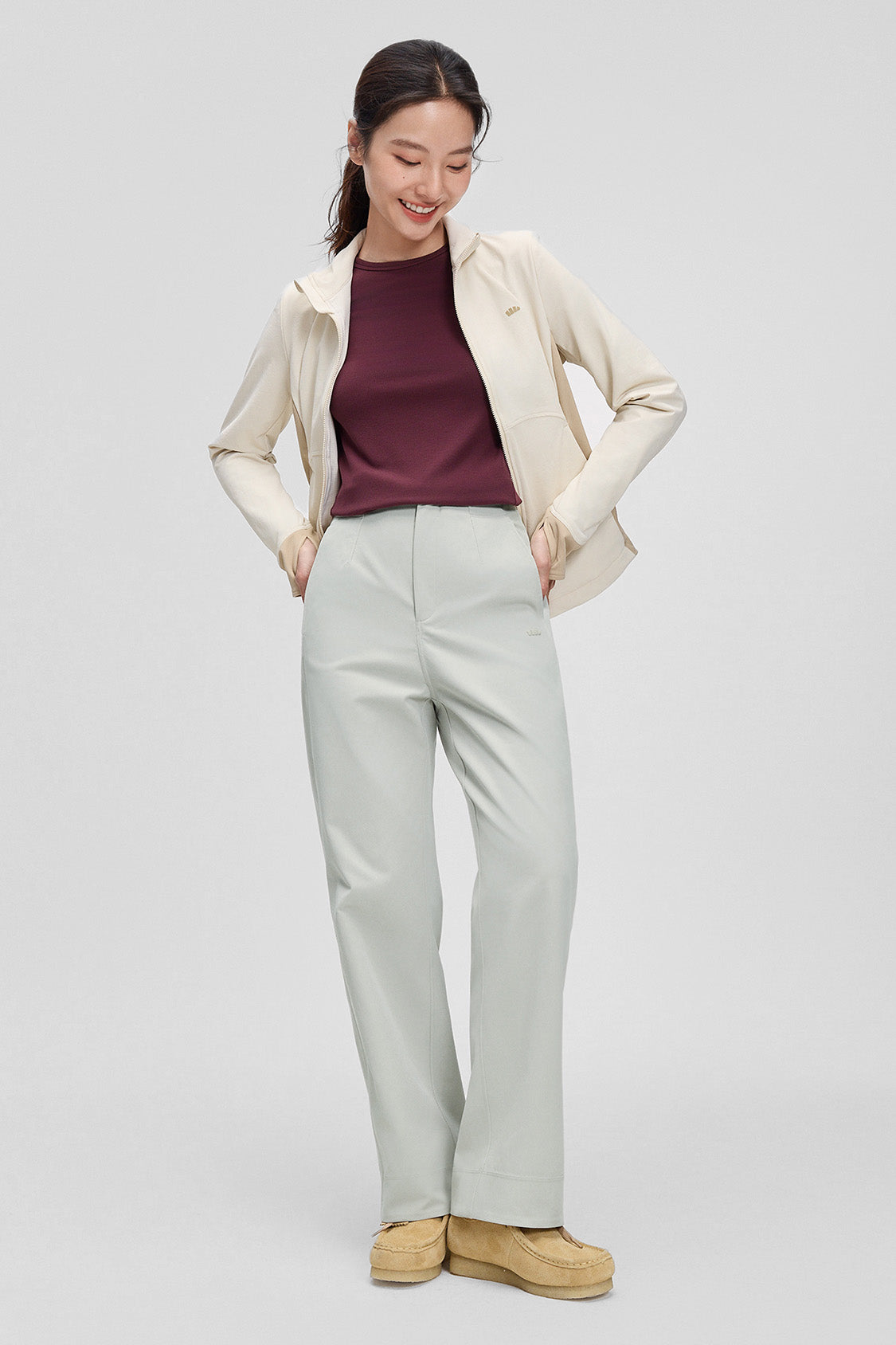 beneunder wrinkleaway womens easy care straight leg pants #color_light gray