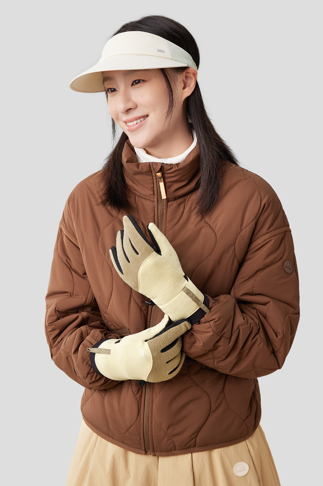 fleece-lined touchscreen thermal gloves #color_pinecone brown