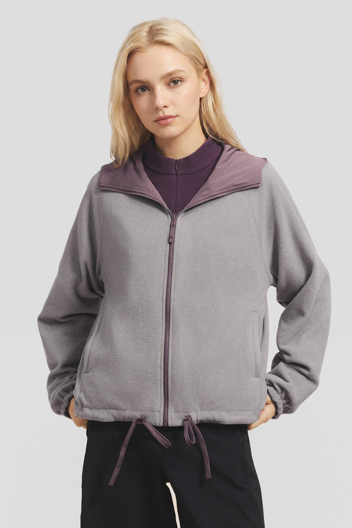 Women's Reversible Micro Fleece Hooded Jacket (Mid Warmth) PM030