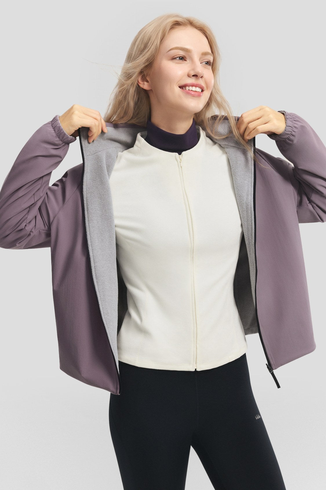 Women's Reversible Stand-Collar Micro Fleece Jacket (Mid Warmth) PM031