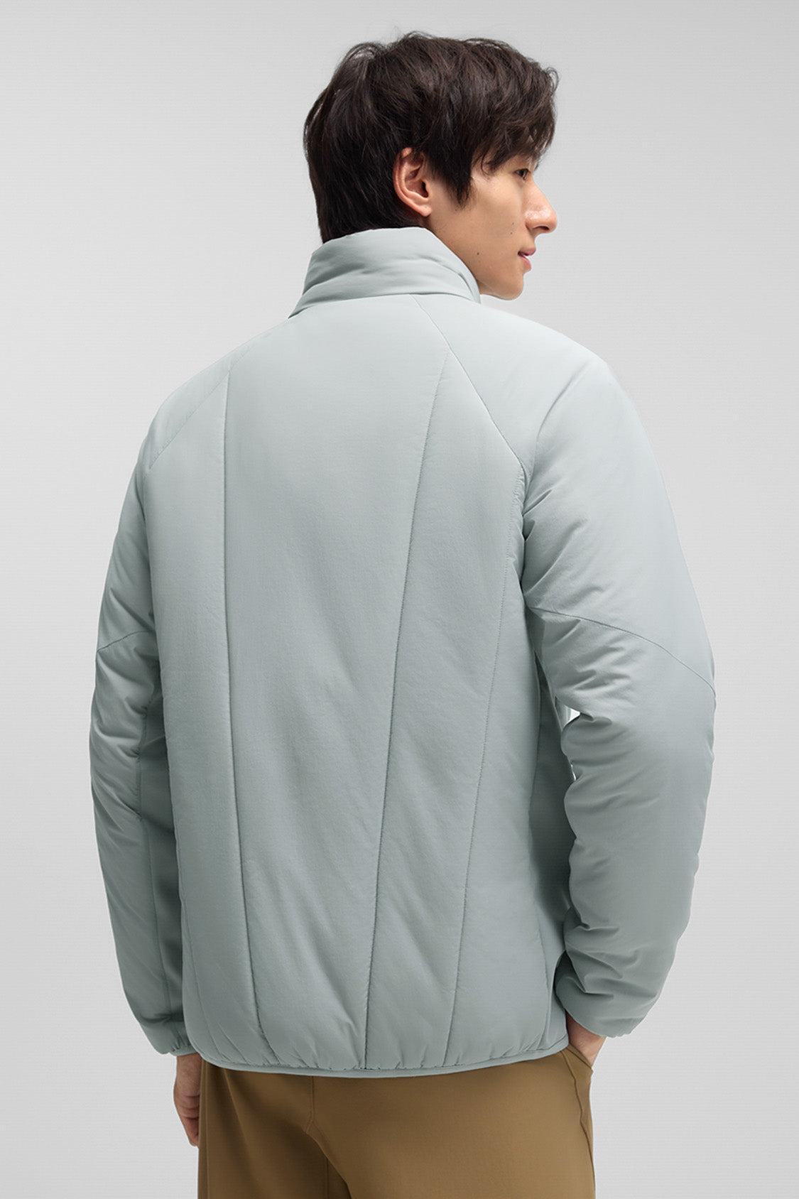 beneunder trailguard – men’s stretch insulated shell jacket (removable hood, warm liner) #color_gray