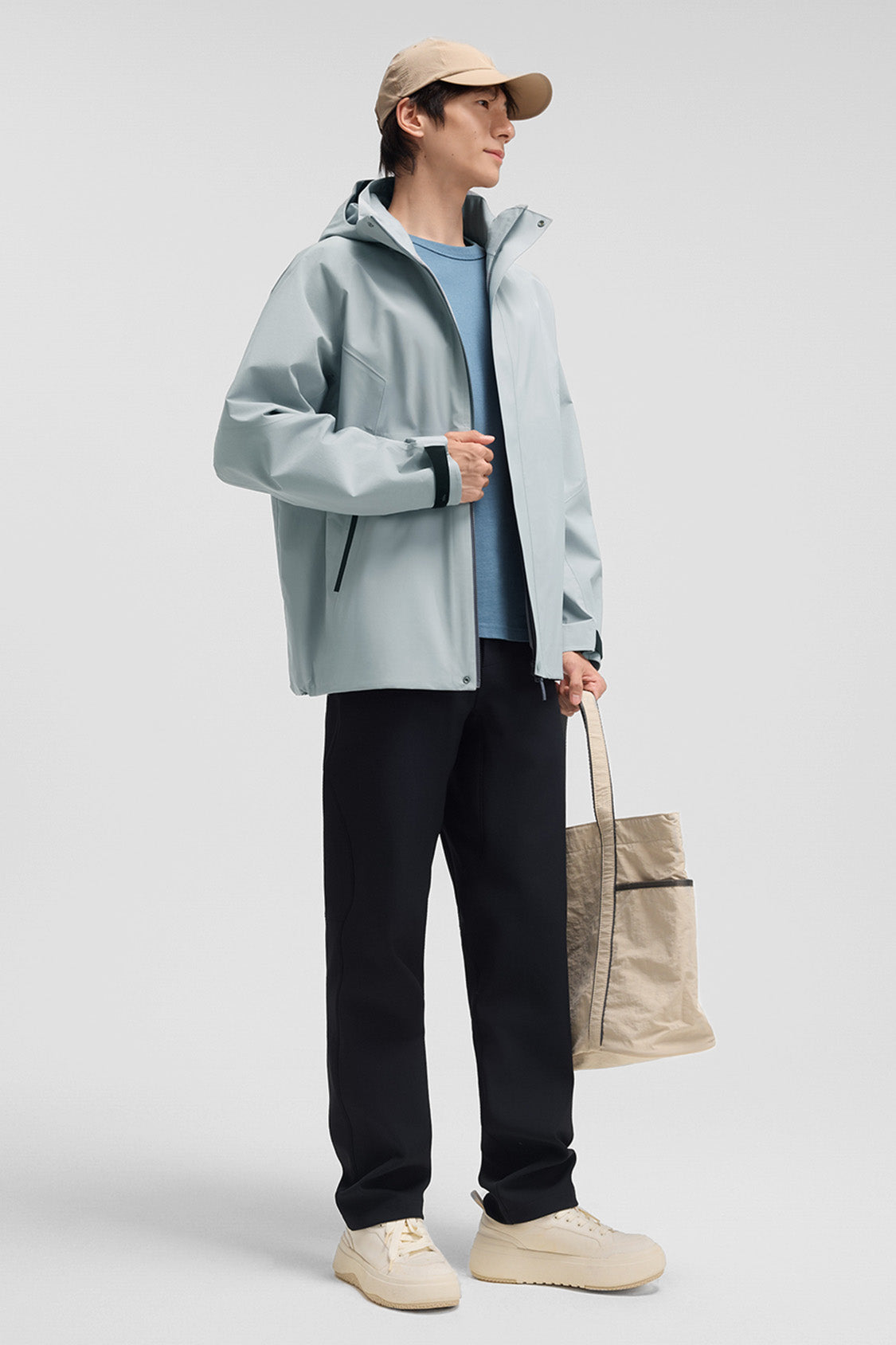 beneunder trailguard – men’s stretch insulated shell jacket (removable hood, warm liner) #color_gray