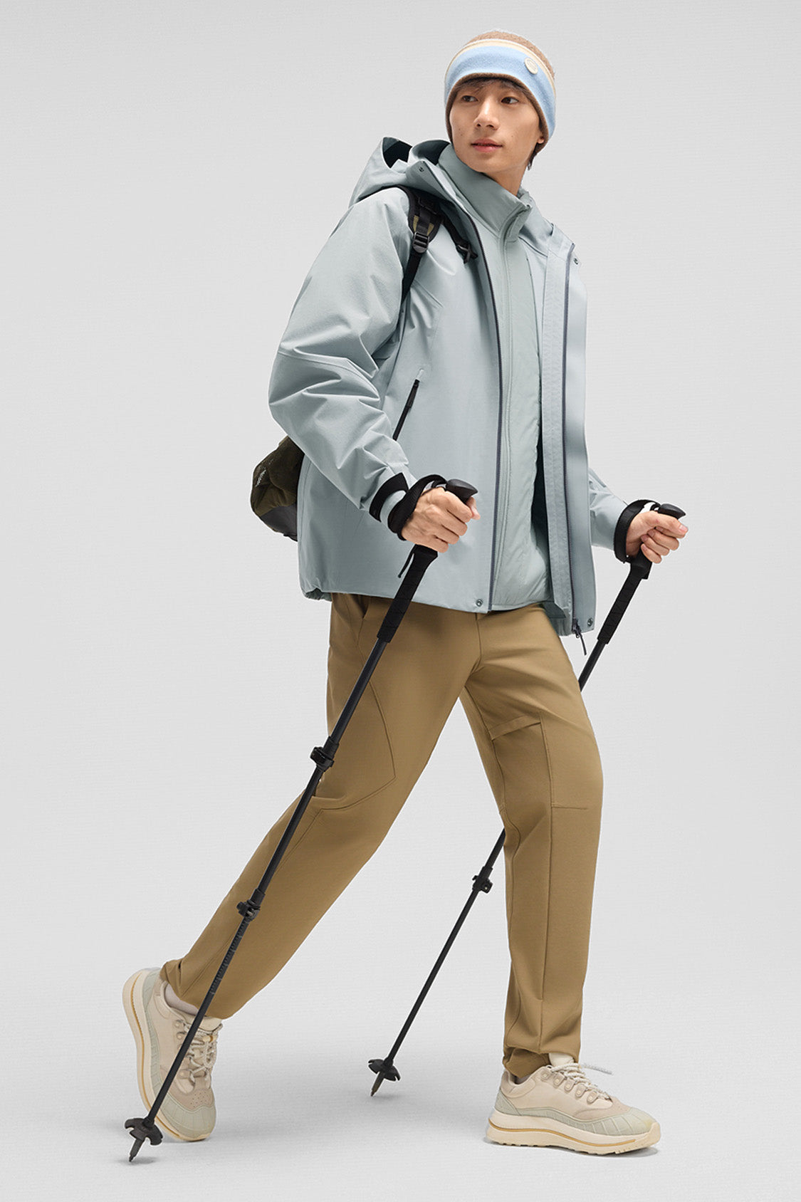 beneunder trailguard – men’s stretch insulated shell jacket (removable hood, warm liner) #color_gray