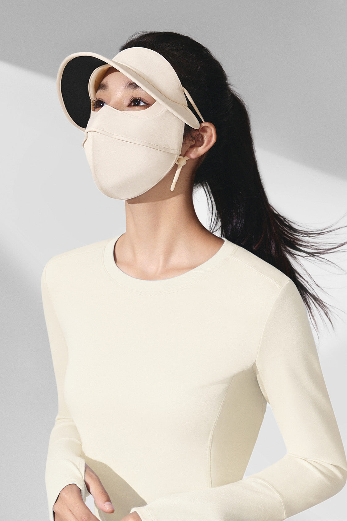 beneunder breezeshield womens all season bare touch face shield upf50 #color_beige