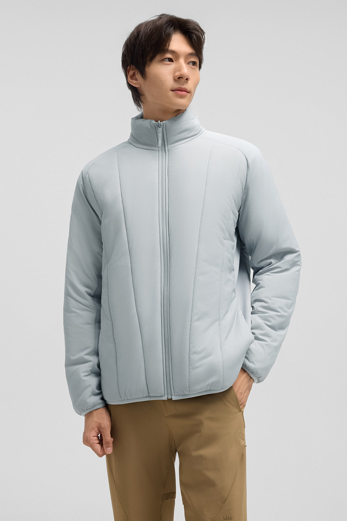 beneunder trailguard – men’s stretch insulated shell jacket (removable hood, warm liner) #color_gray