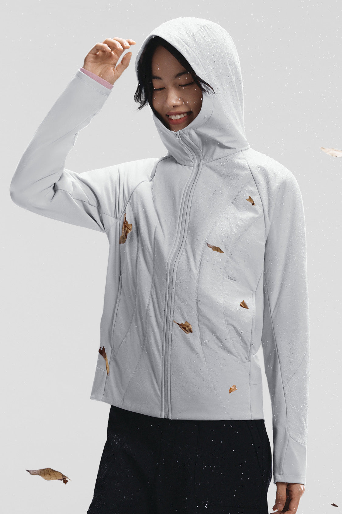 beneunder hoodbreeze womens medium warmth hooded stretch fleece jacket #color_gray