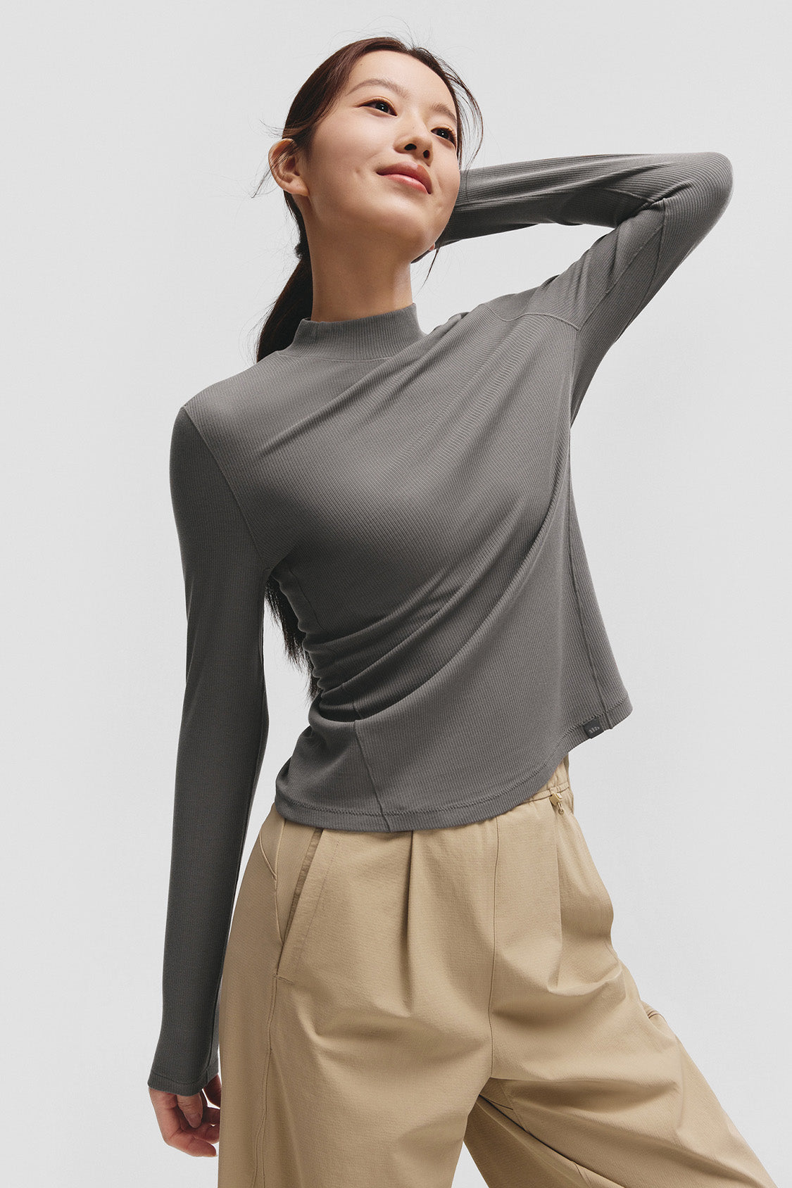 beneunder cozyflex womens half turtleneck thermal base layer top #color_gray