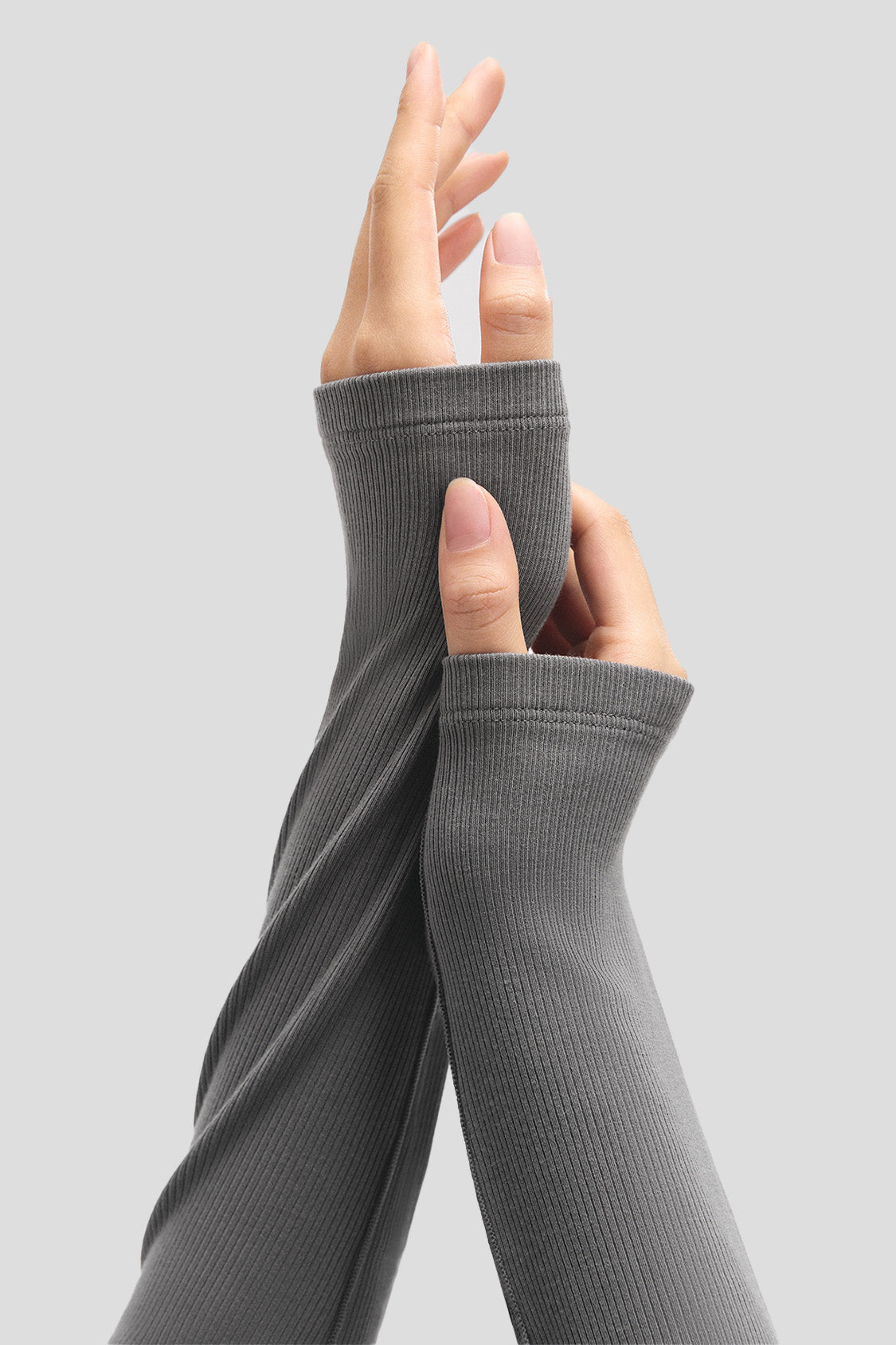 beneunder flexease womens lightweight ribbed base layer top crew neck#color_gray