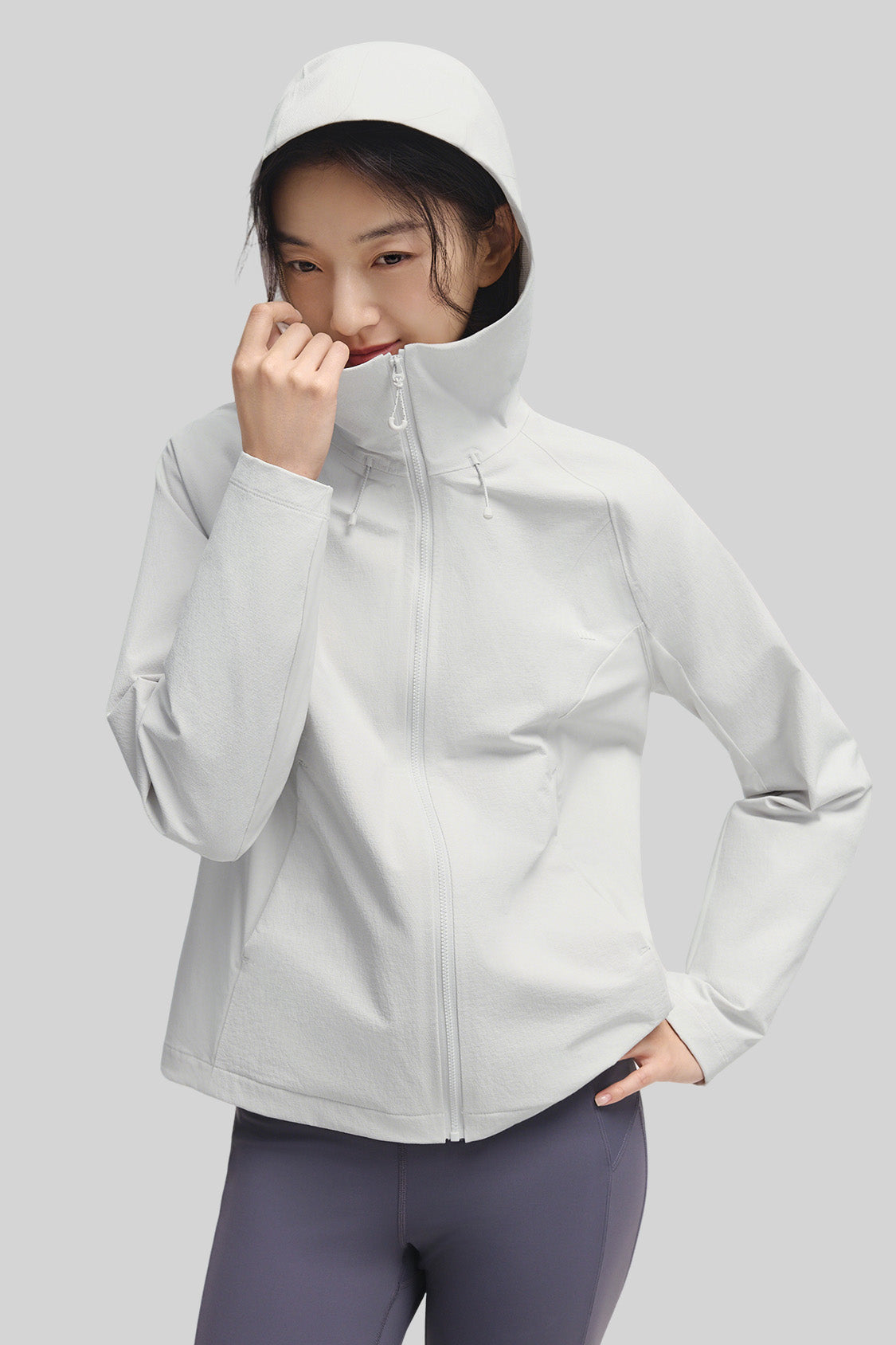 beneunder tritherm womens medium warmth 3 in 1 softshell down jacket #color_light gray