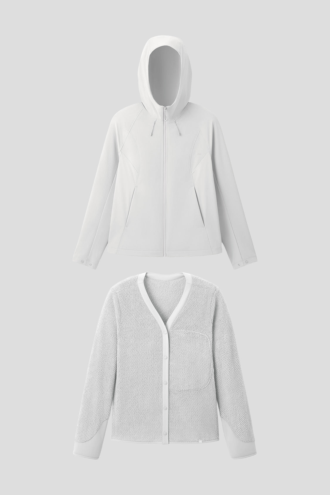 beneunder tritherm womens medium warmth 3 in 1 softshell down jacket #color_light gray