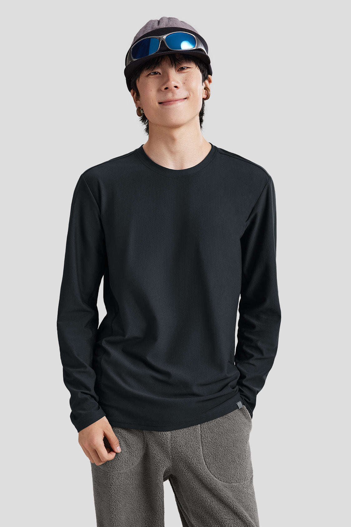 men's high-elasticity base layer shirt #color_black