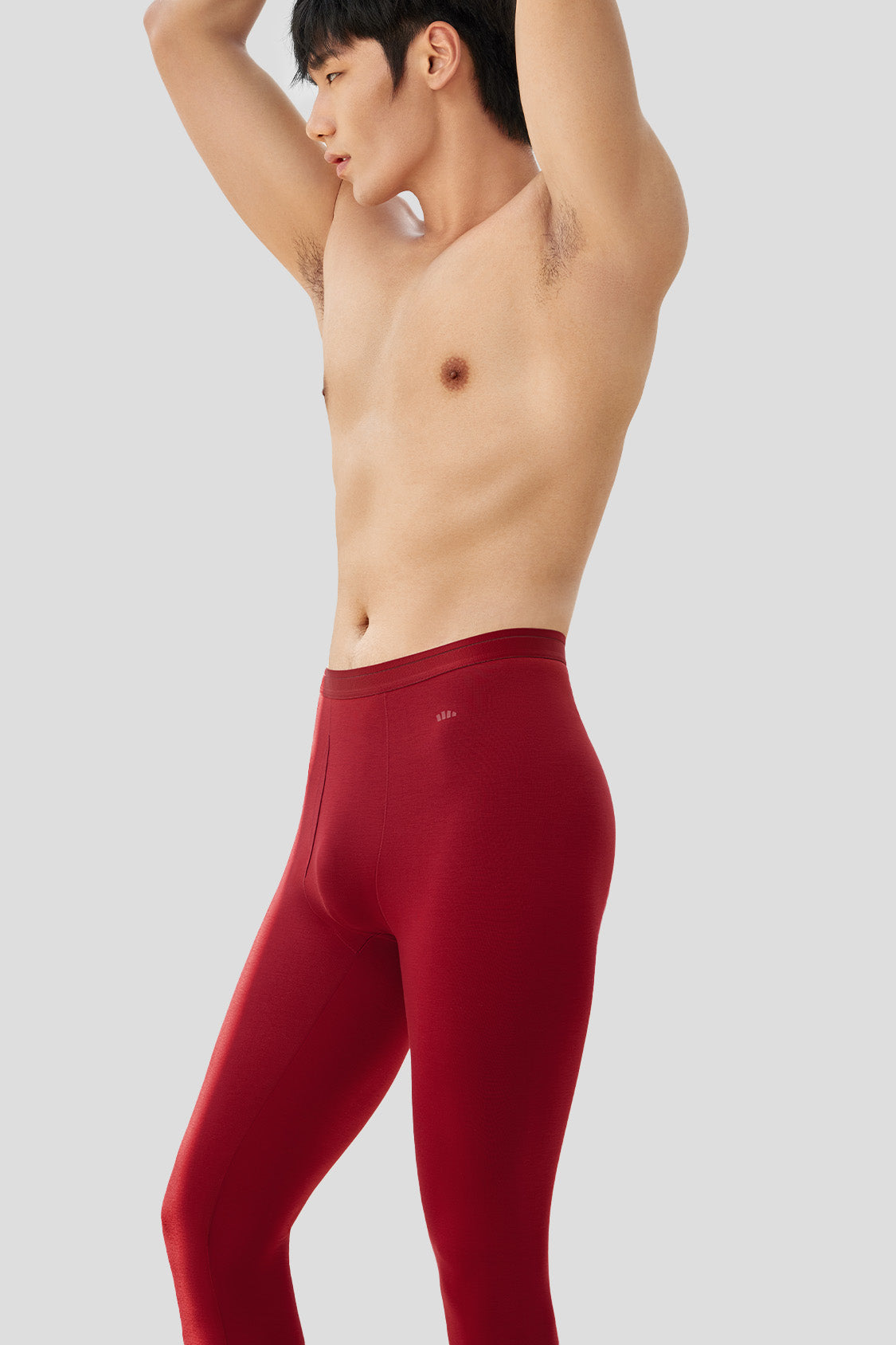 beneunder men's skin-sensitive low-key warm underwear set #color_flame rouge
