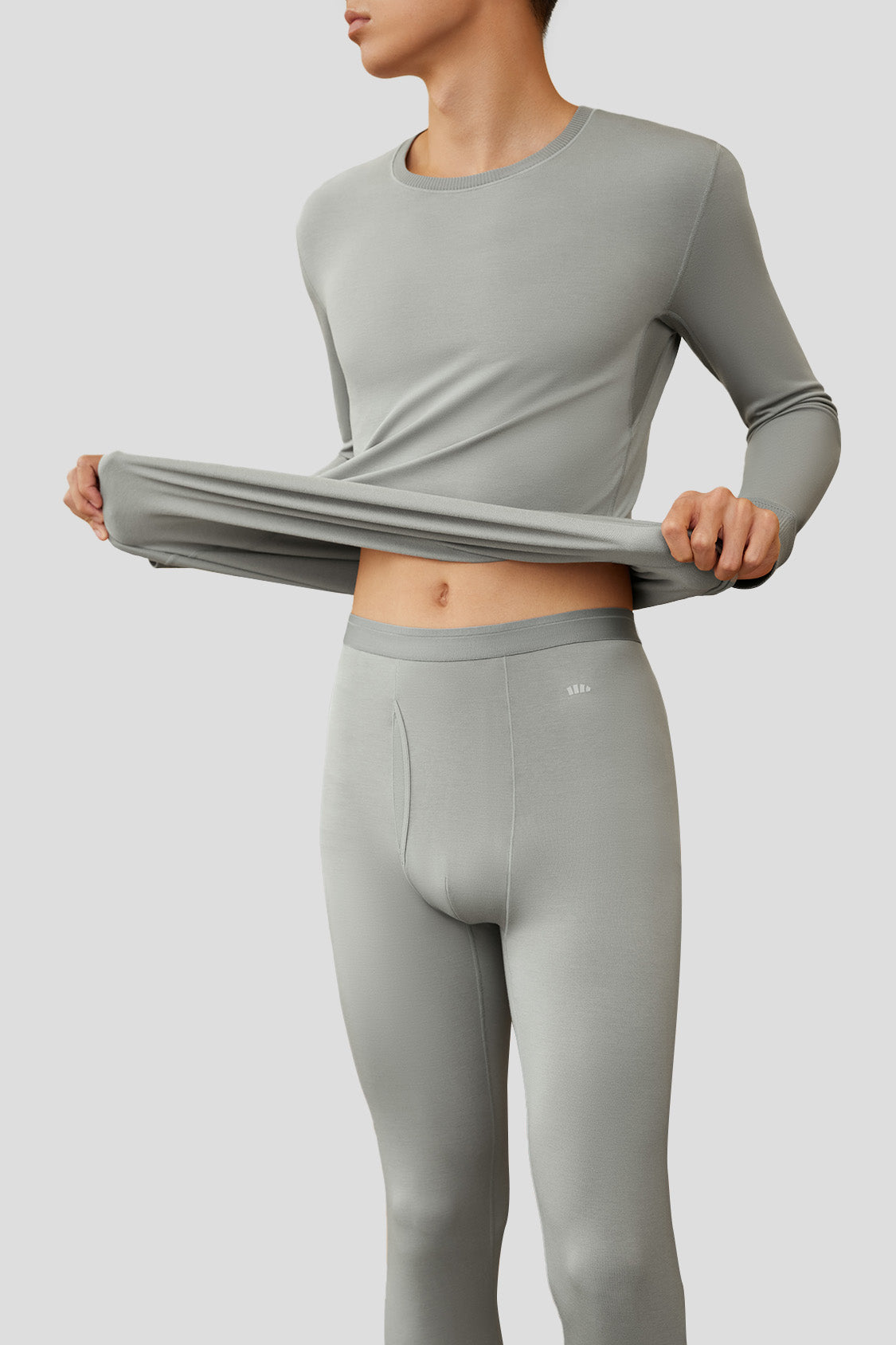 beneunder men's skin-sensitive low-key warm underwear set #color_starlit gray