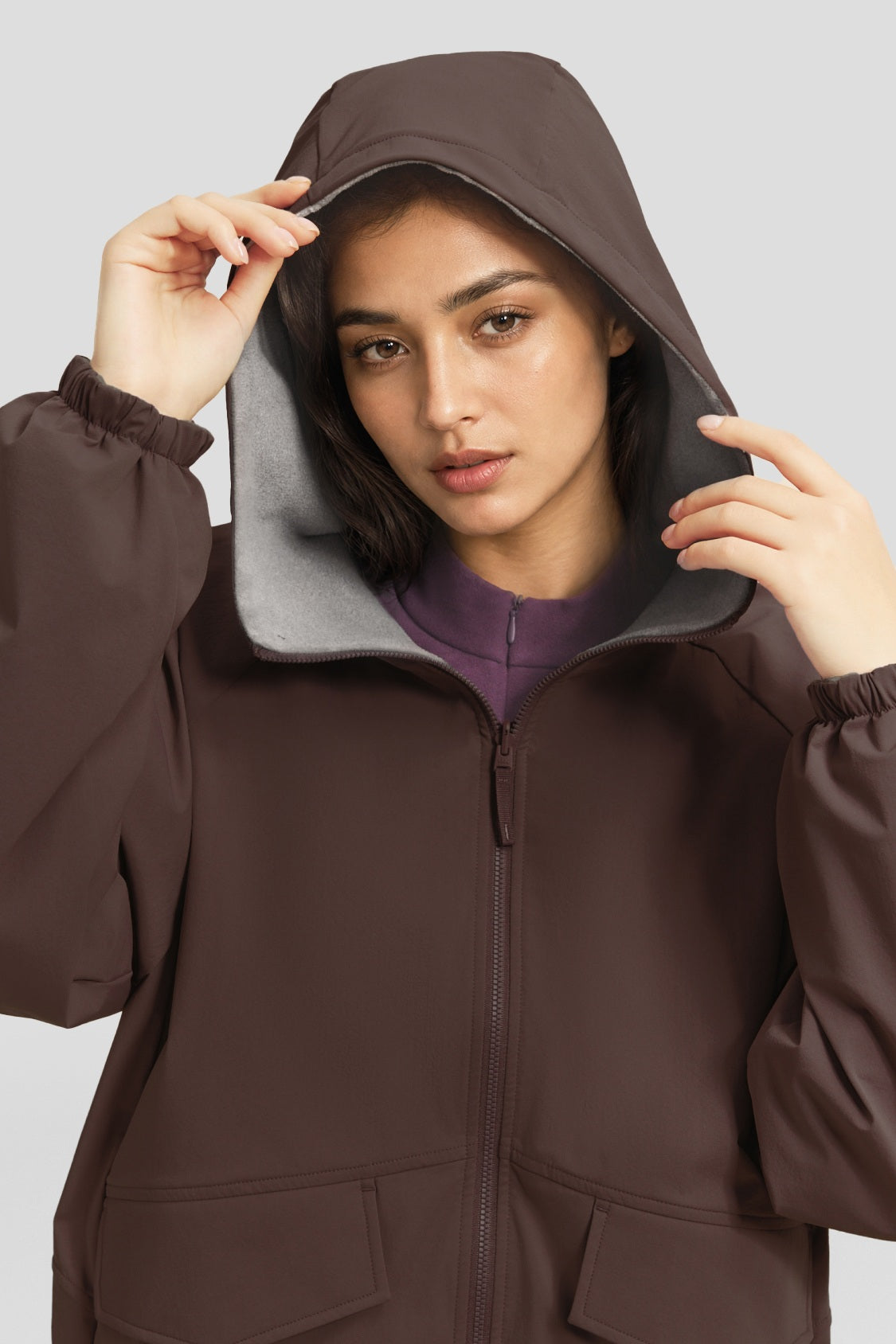 Women's Reversible Micro Fleece Hooded Jacket (Mid Warmth) PM030