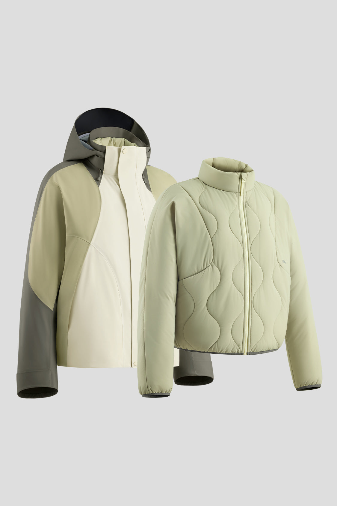 beneunder women's jacket #color_moonlit green & pale yellow