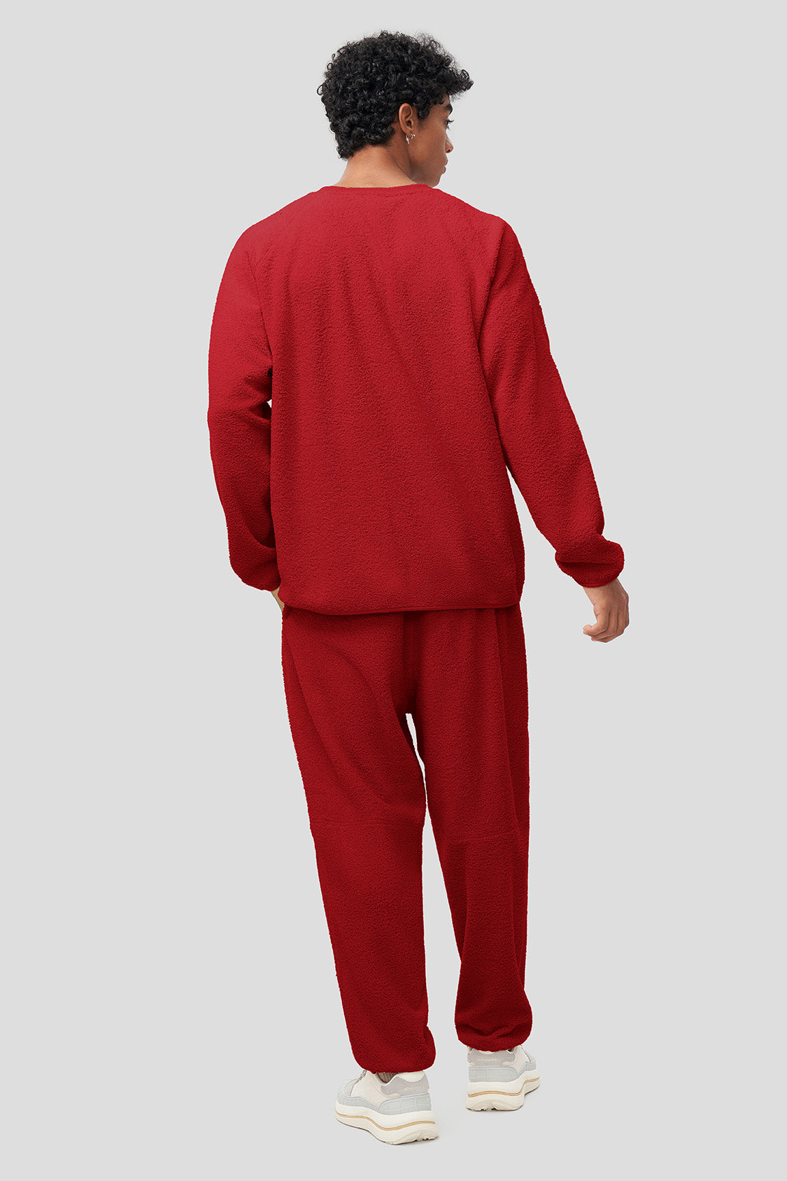 beneunder men's cozy fleece loungewear #color_brick red