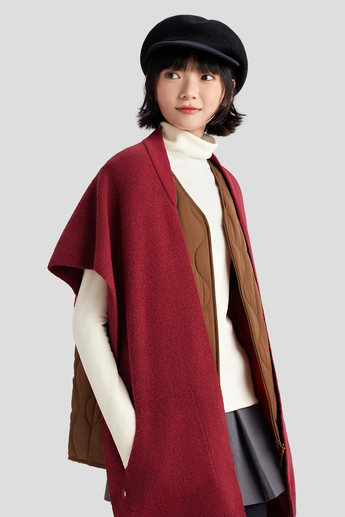 beneunder plush multi-use shawl scarf #color_brick red