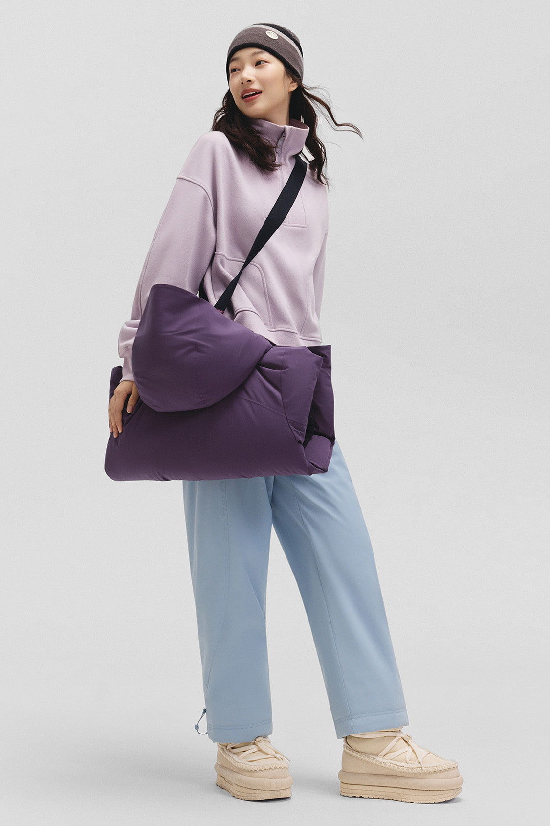 beneunder frostshield – women’s full-protection boxy down jacket (extra warm, long sleeve) #color_purple