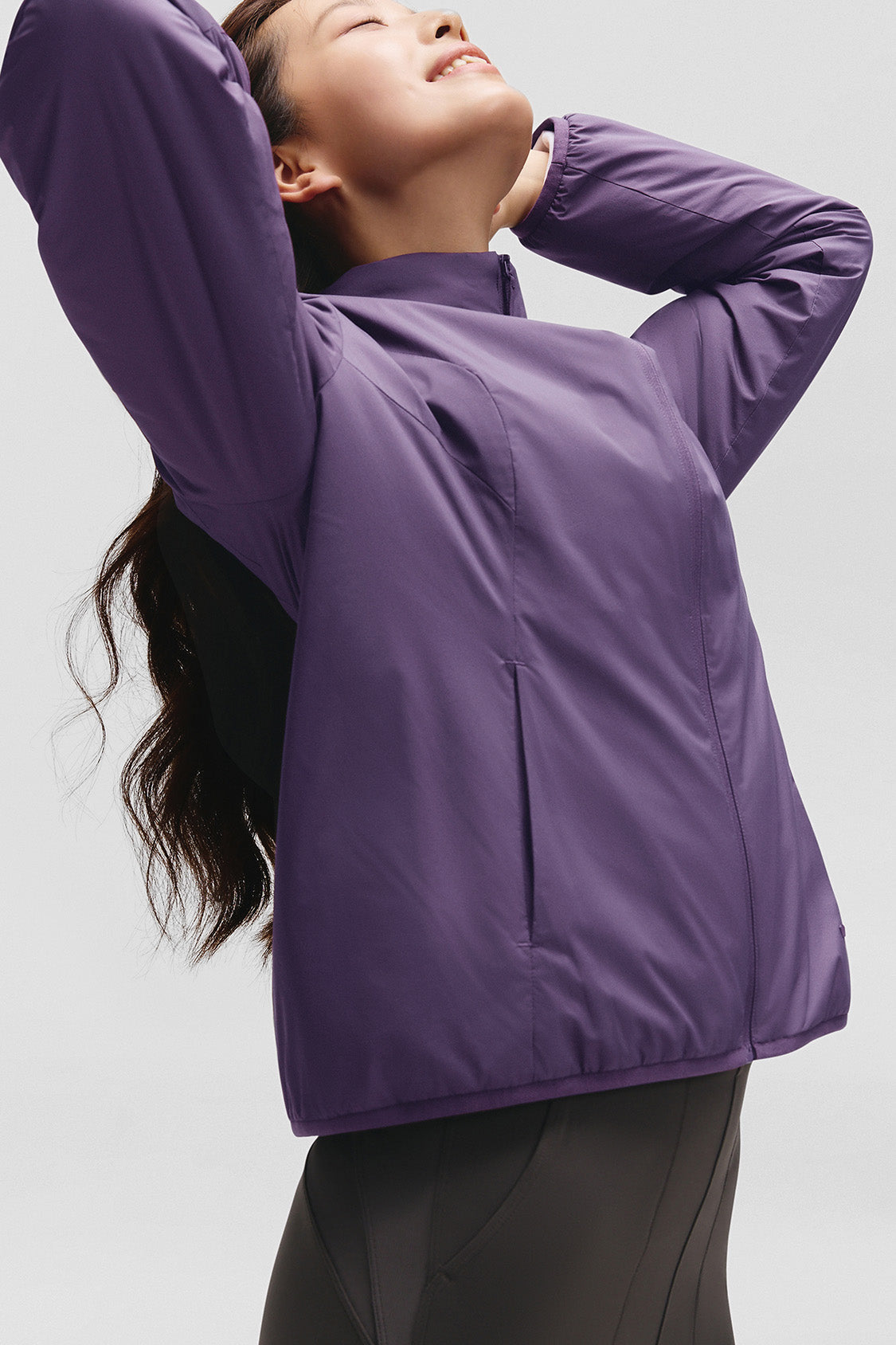 beneunder peakstand womens medium warmth stand collar fleece jacket #color_purple