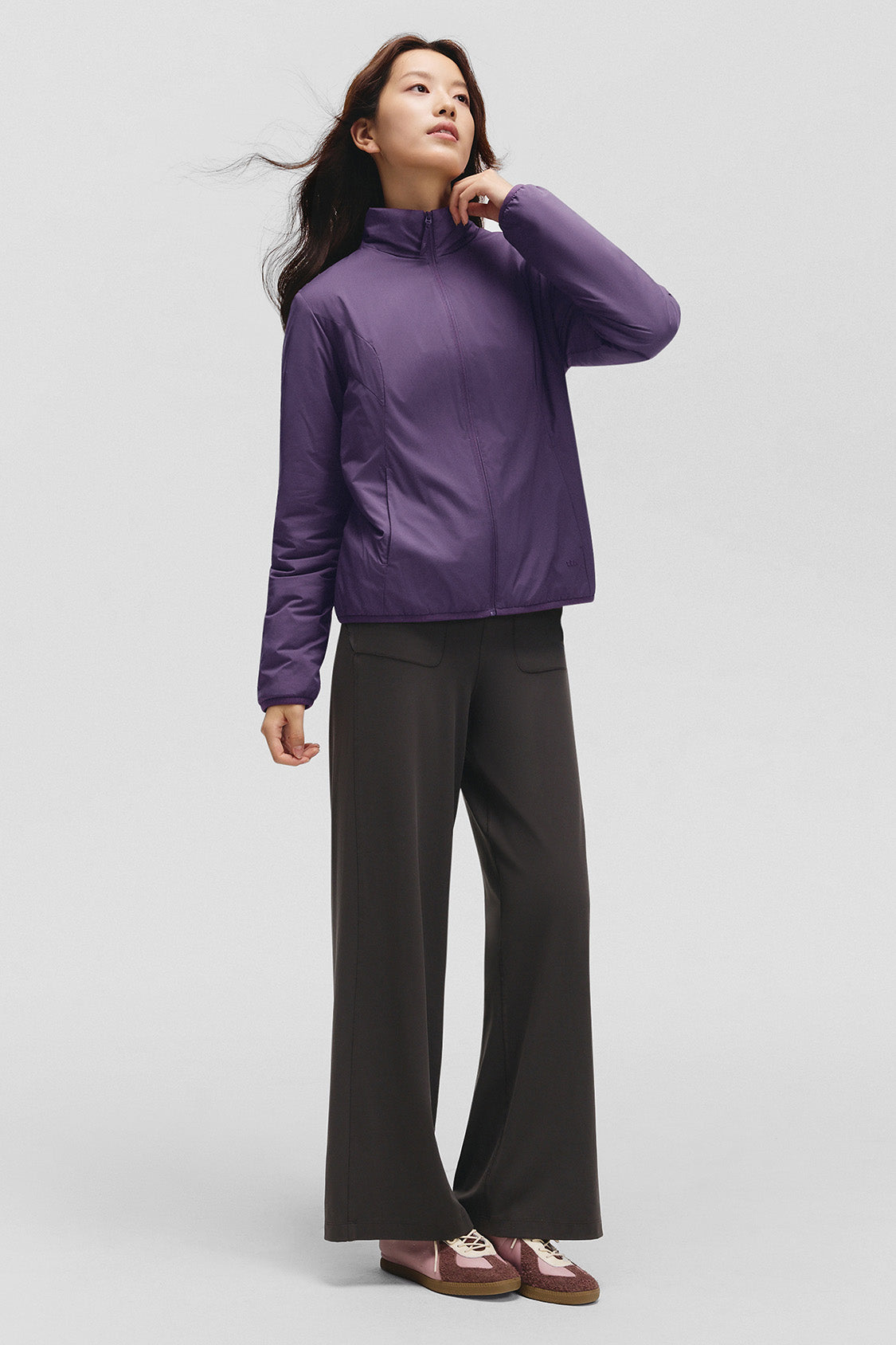 beneunder peakstand womens medium warmth stand collar fleece jacket #color_purple