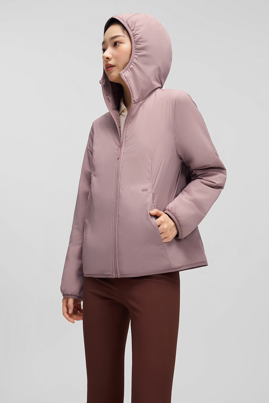 beneunder hoodtrail womens medium warmth hooded fleece jacket #color_taupe