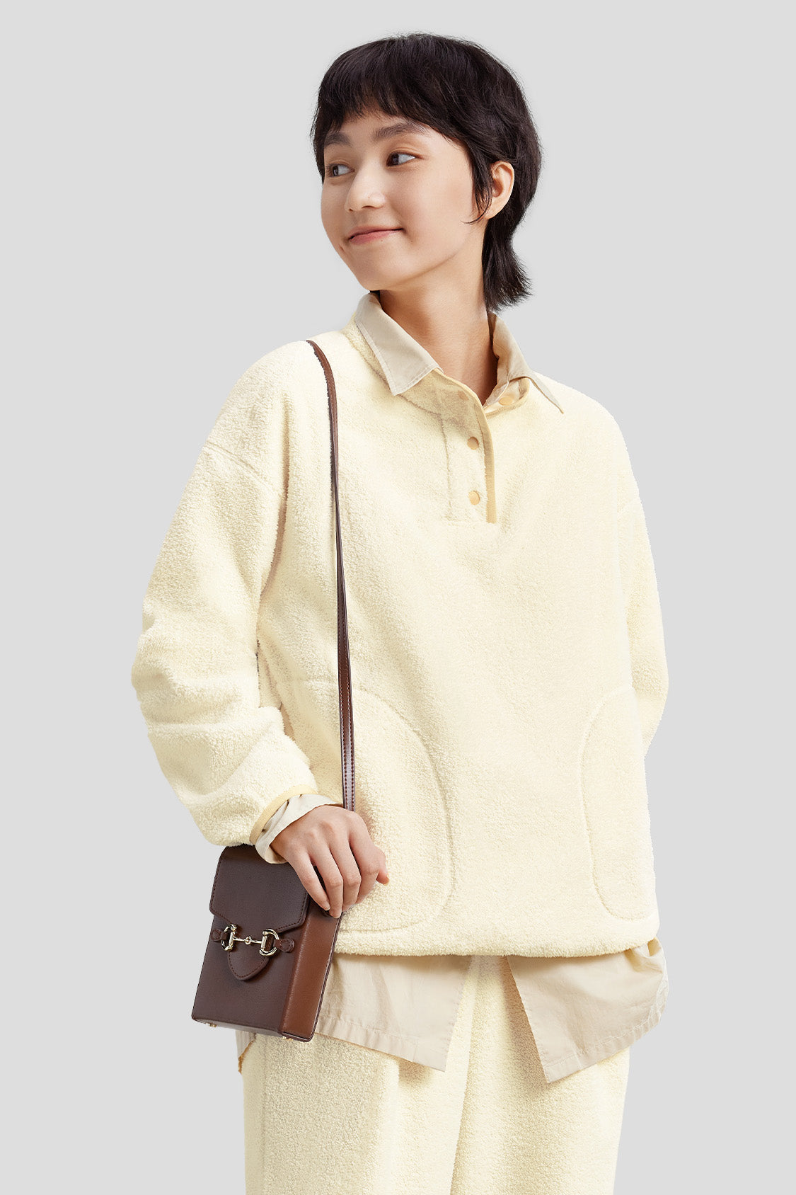 beneunder women's cozy fleece loungewear #color_beige