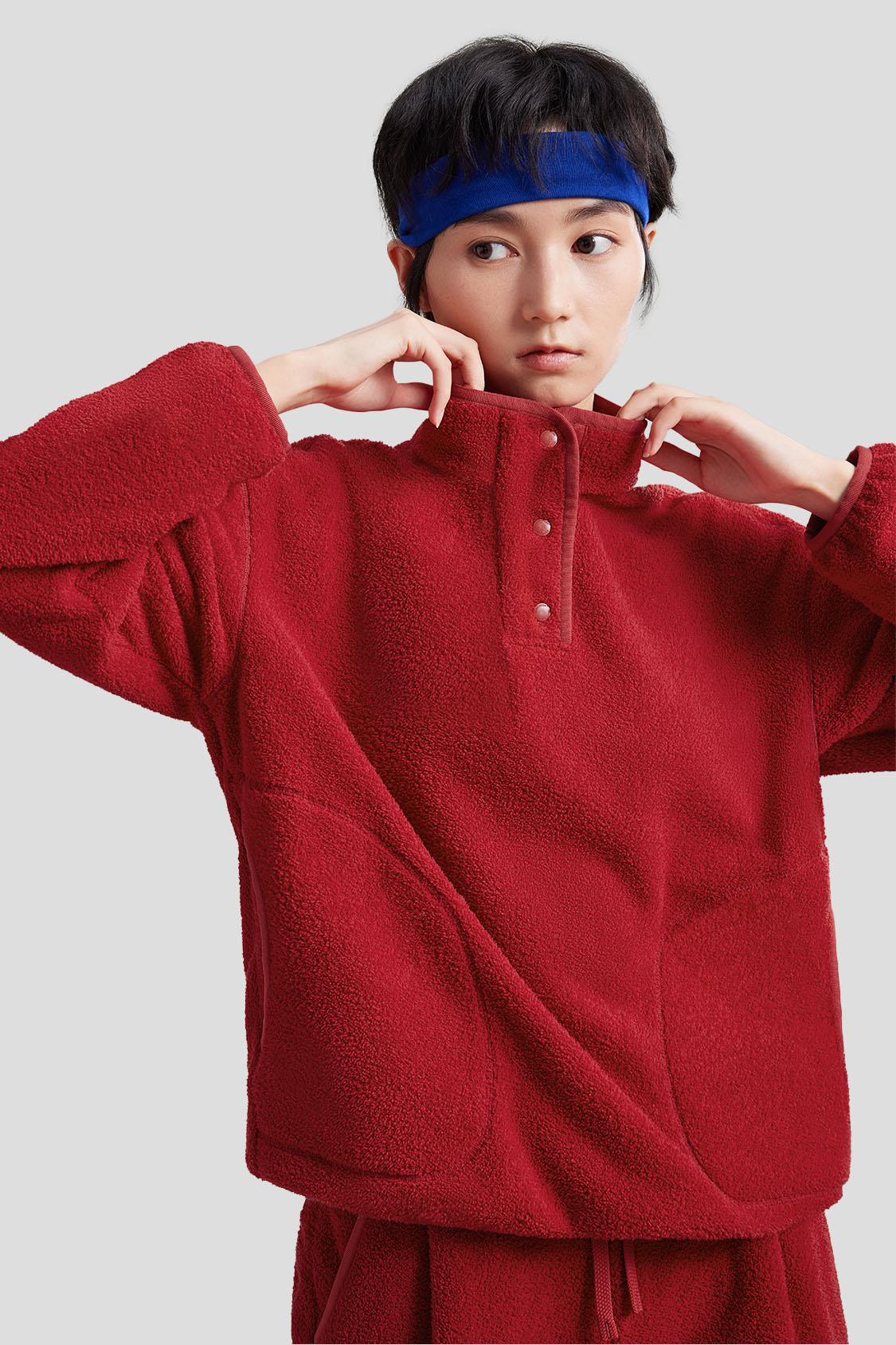 beneunder women's cozy fleece loungewear #color_brick red