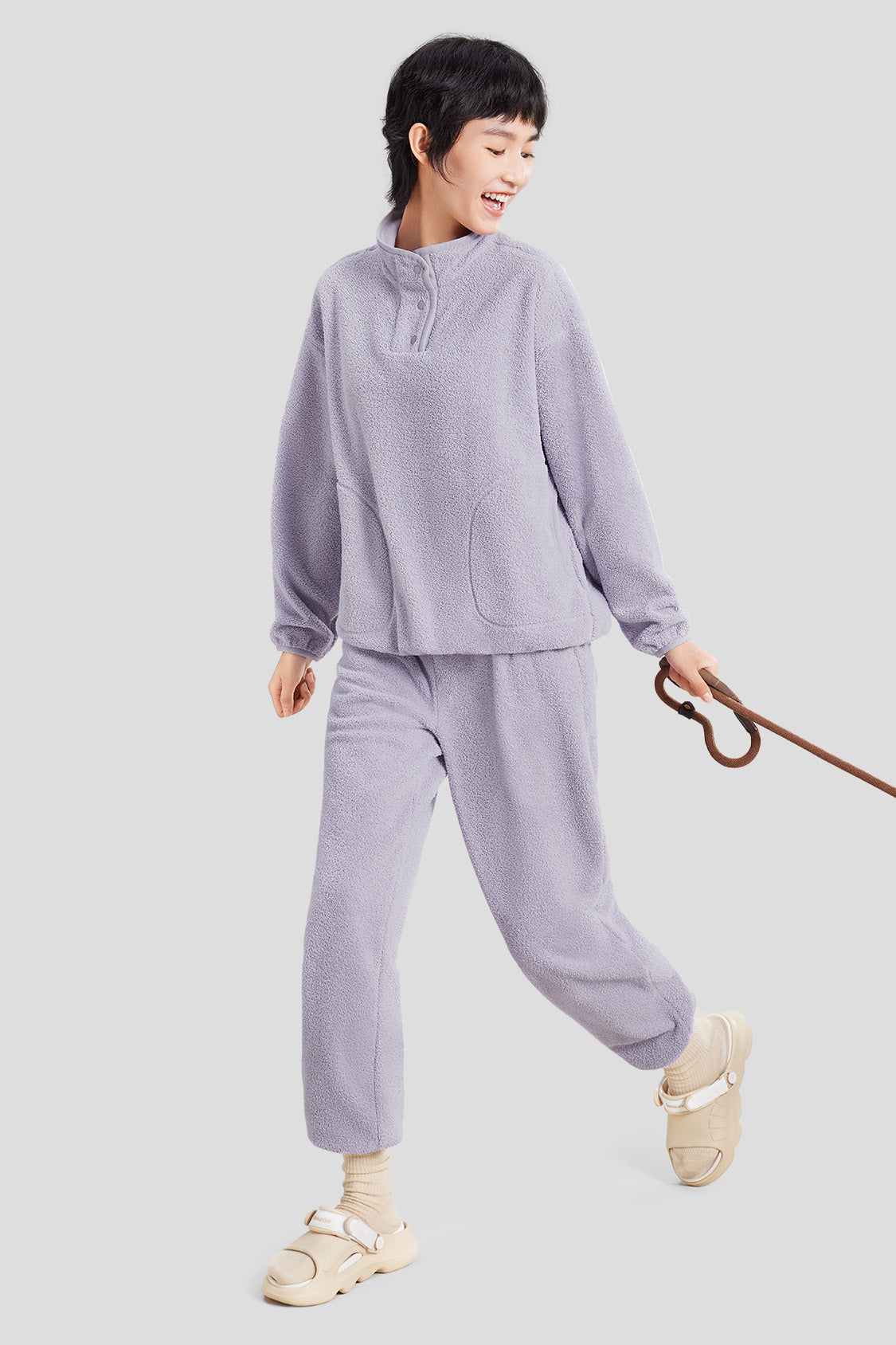 beneunder women's cozy fleece loungewear #color_lavender purple