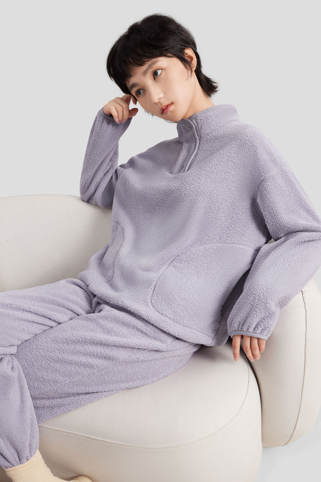 beneunder women's cozy fleece loungewear #color_lavender purple