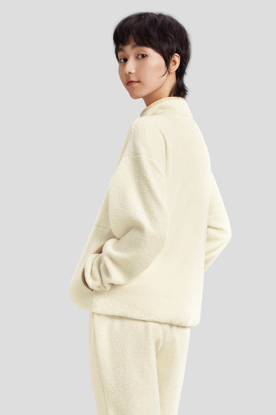 beneunder women's cozy fleece loungewear #color_beige