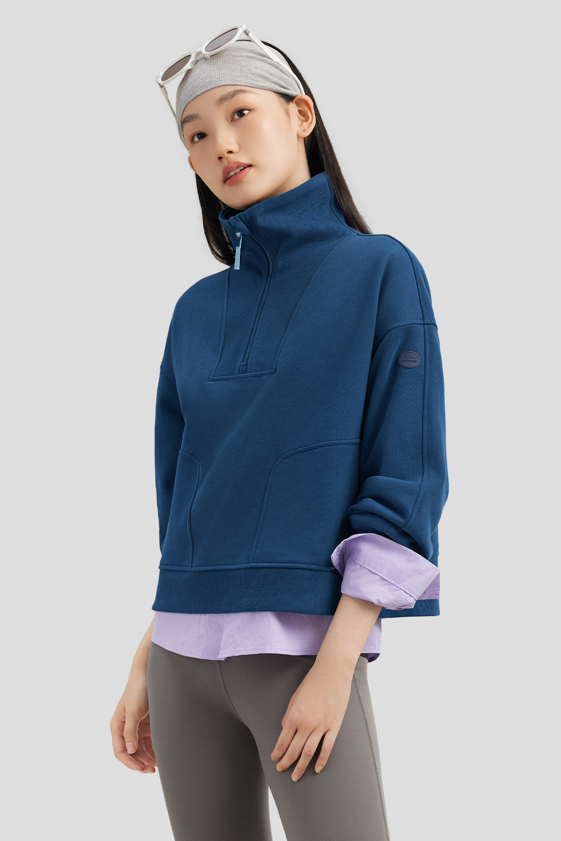 women's half-zip pullover sweatshirt #color_deep indigo