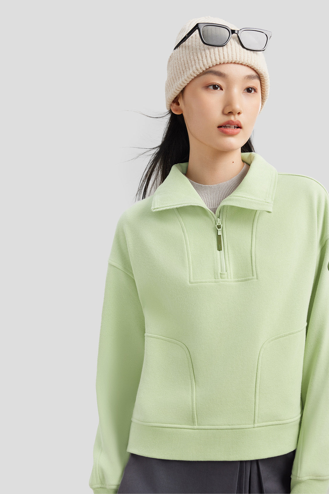 women's half-zip pullover sweatshirt #color_green