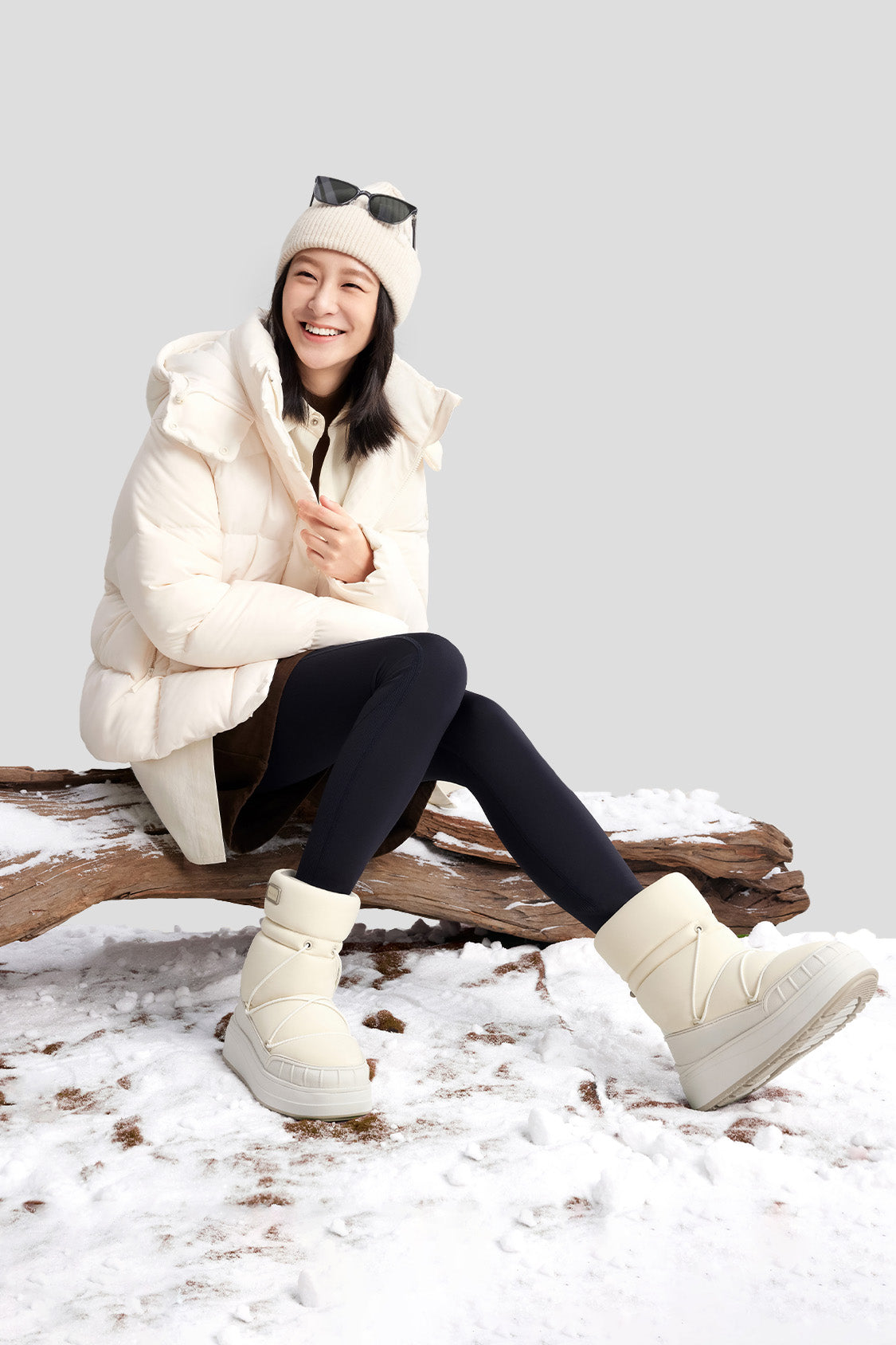 women's high-top puffer insulated warm boots #color_beige