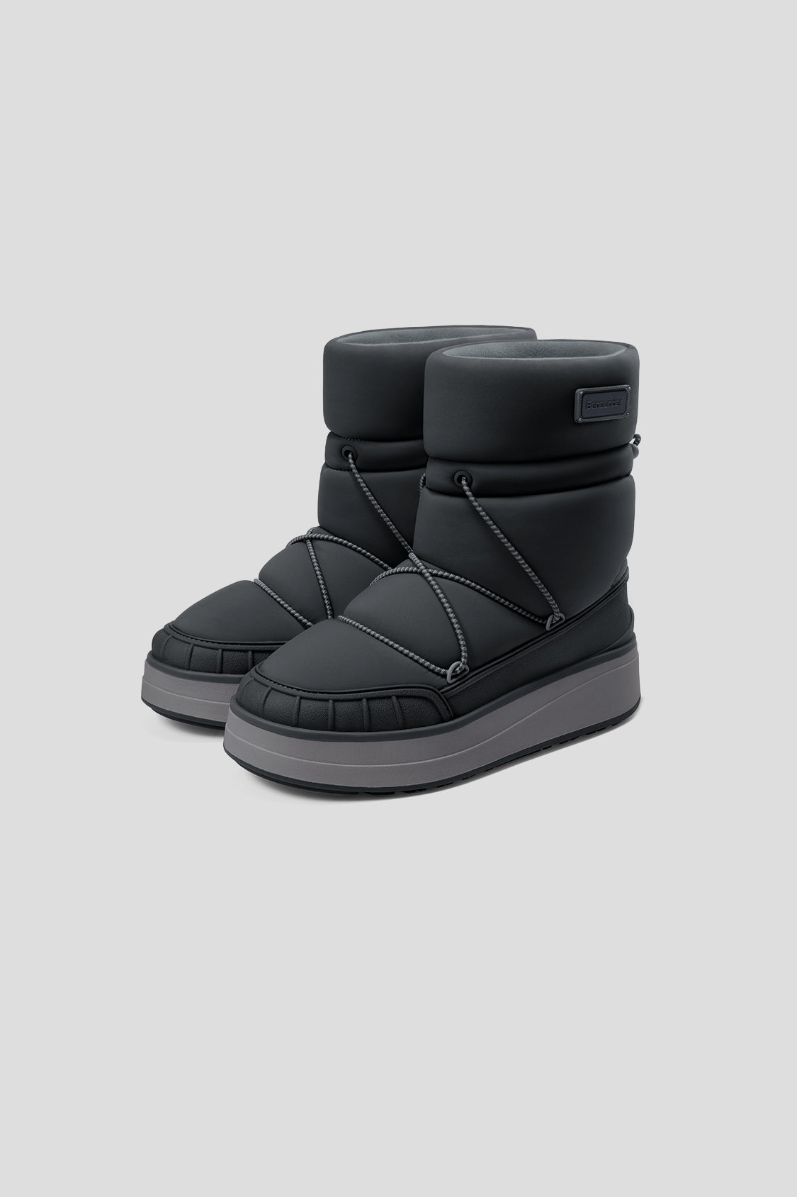 women's high-top puffer insulated warm boots #color_black