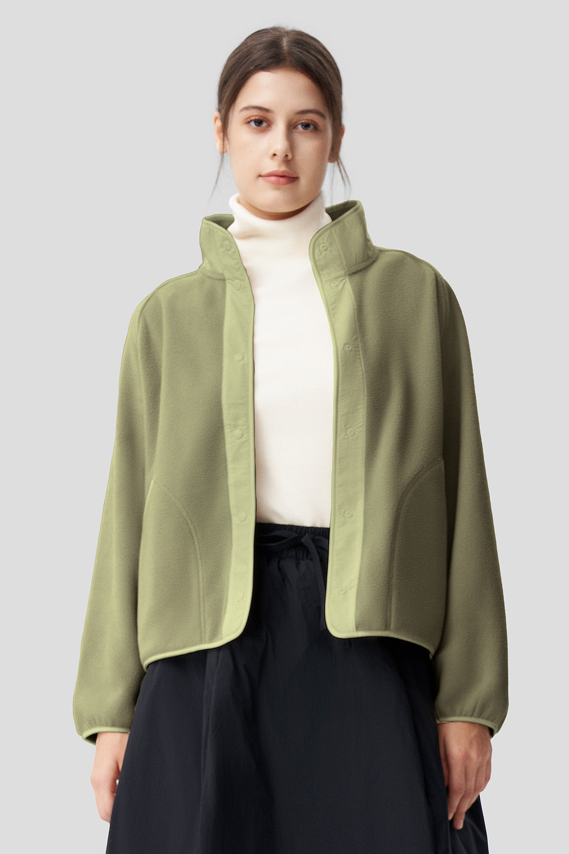 beneunder women's lightweight micro fleece jacket #color_Deep bamboo green