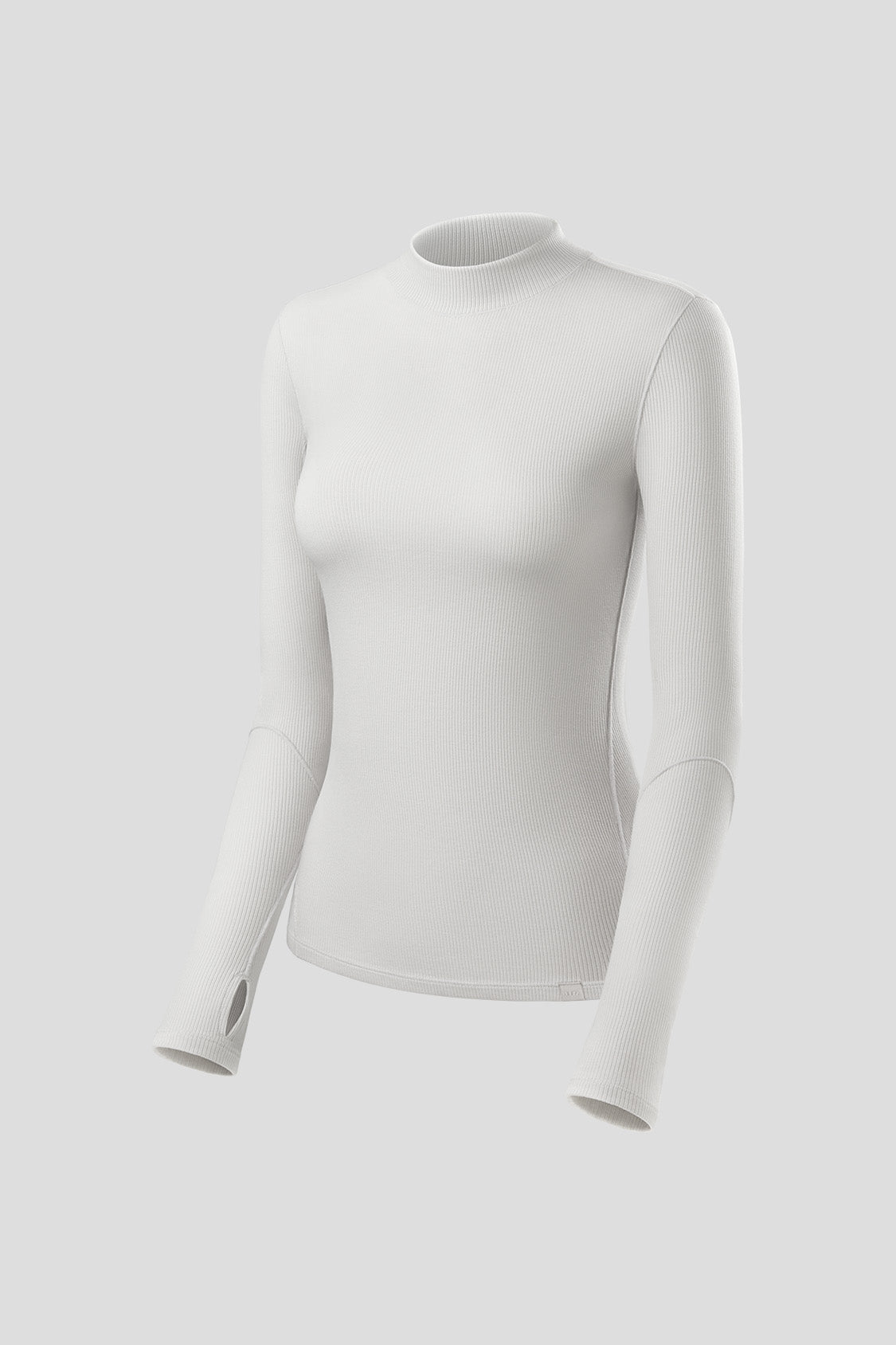 women's semi-turtleneck skin-fit base layer shirt #color_misty gray