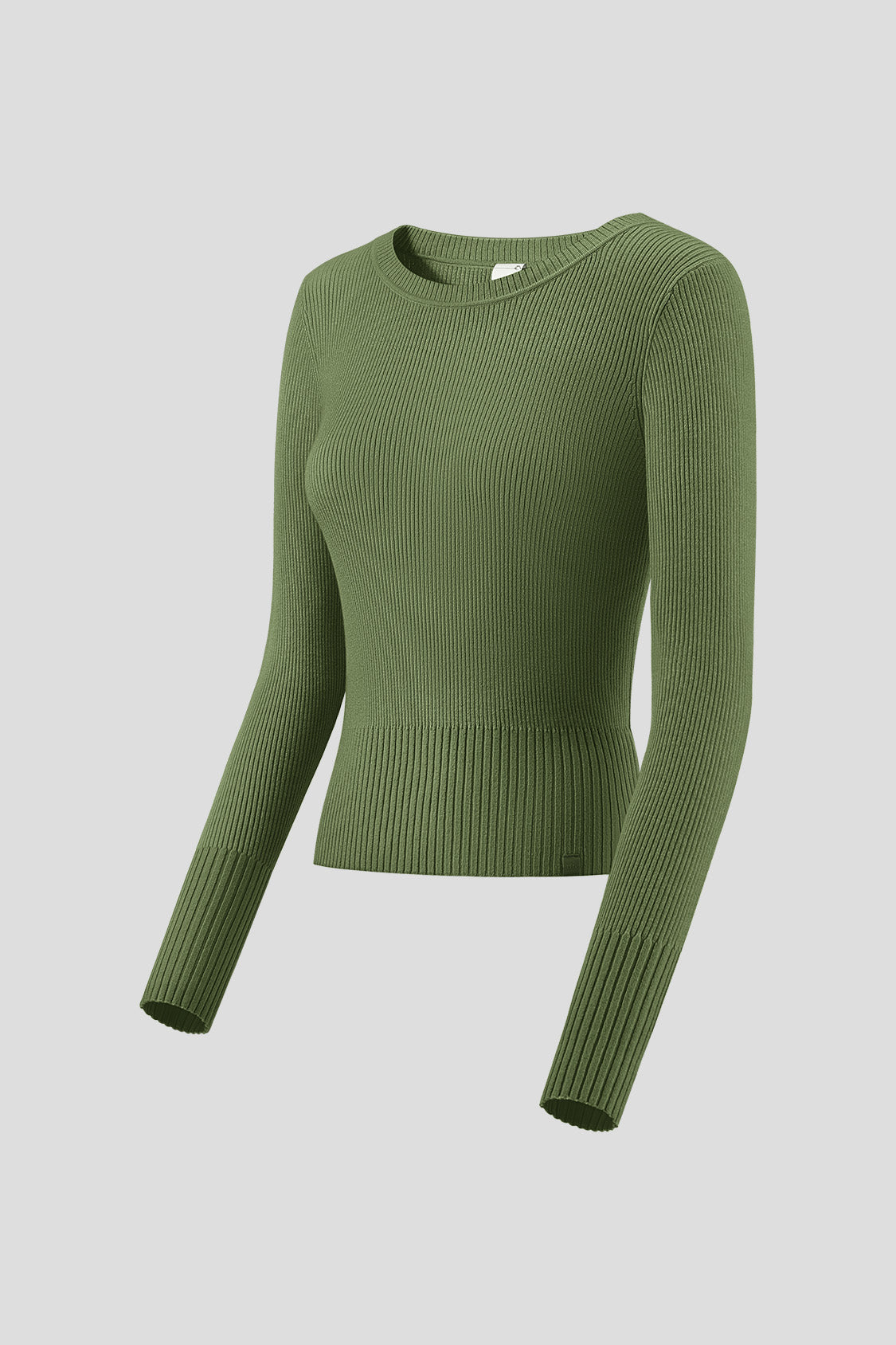 women's short-length tech wool long-sleeve sweater #color_forest green