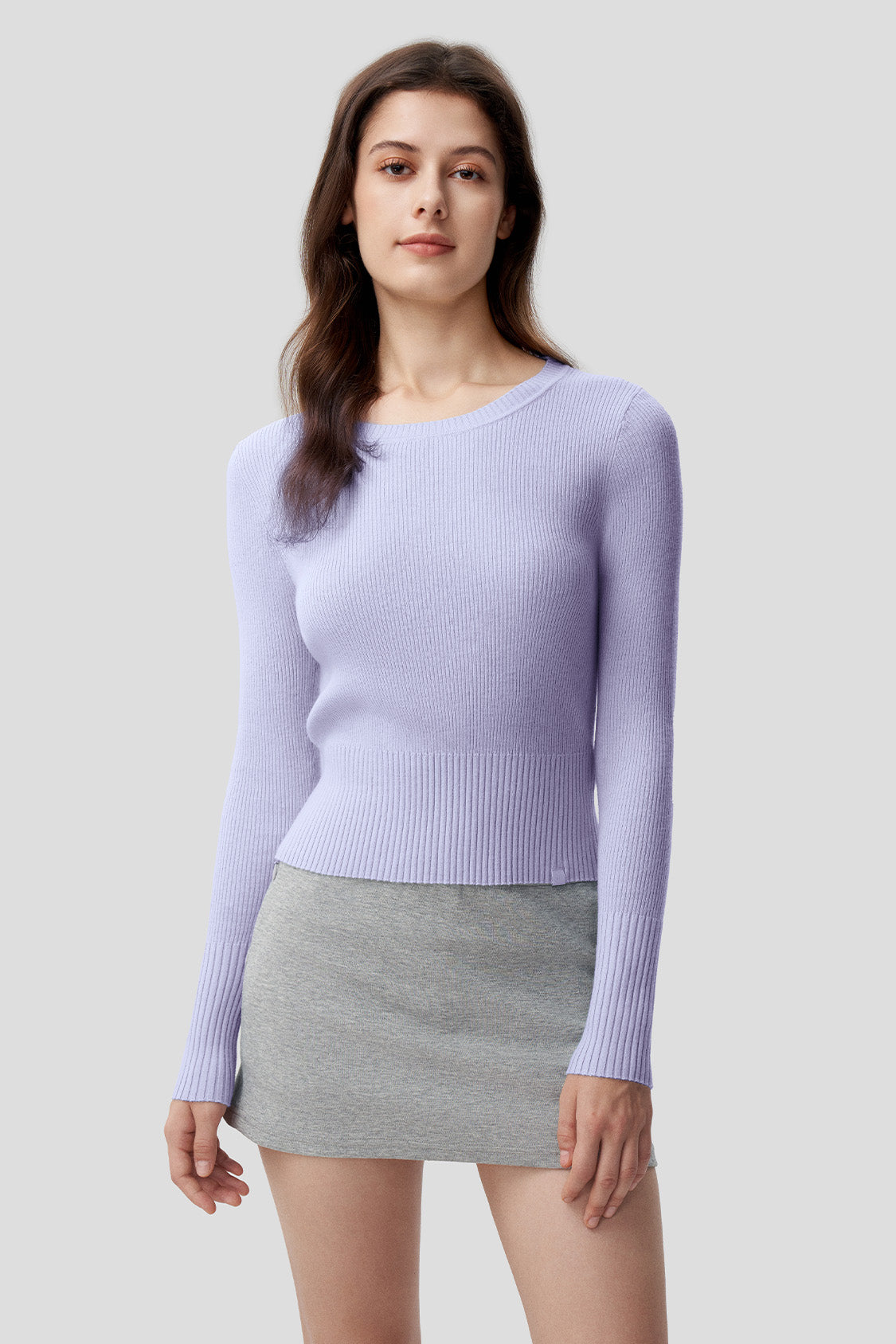 women's short-length tech wool long-sleeve sweater #color_mauve