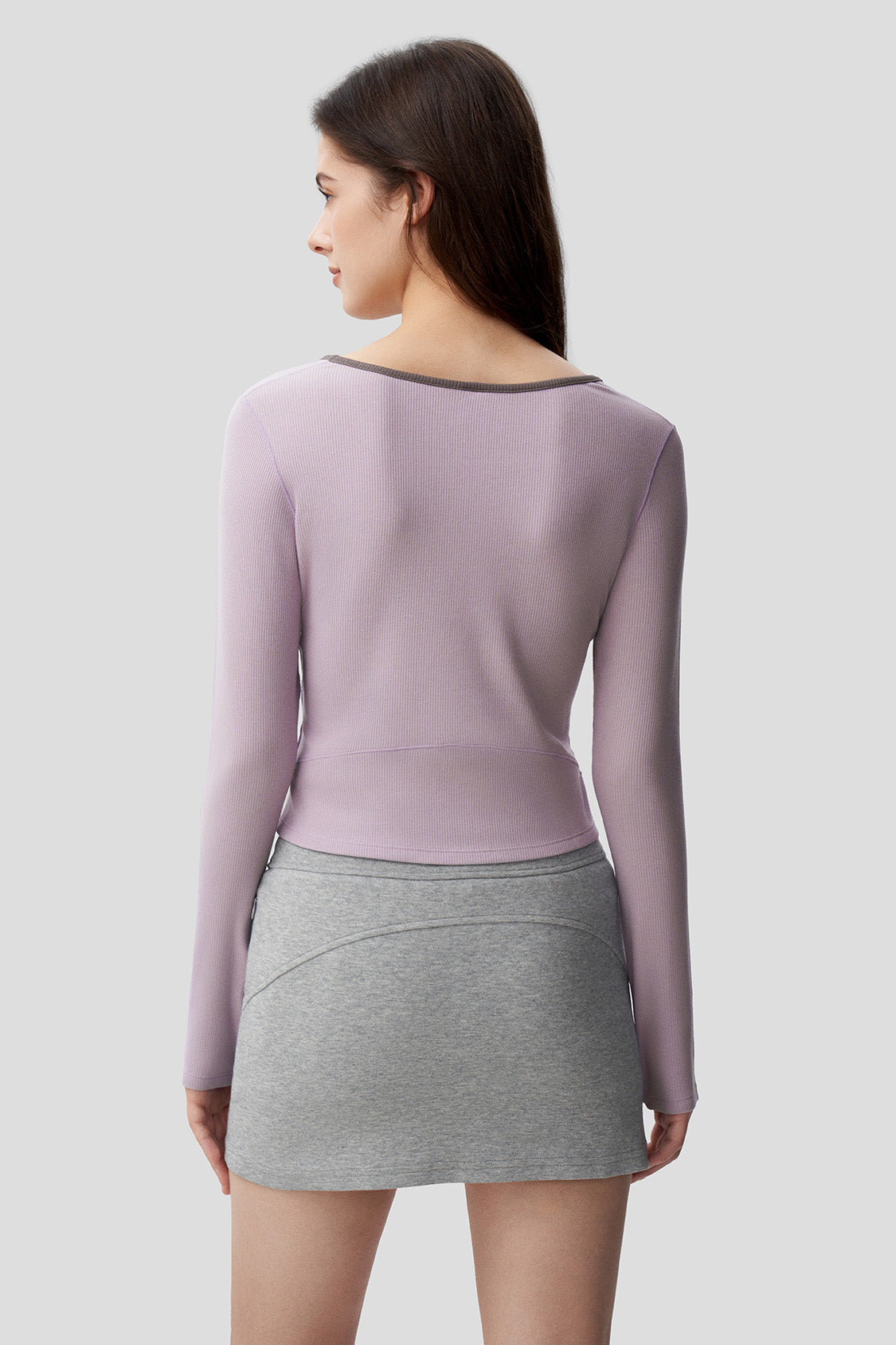 beneunder women's short u-neck skin fit long sleeve shirt #color_lavender purple