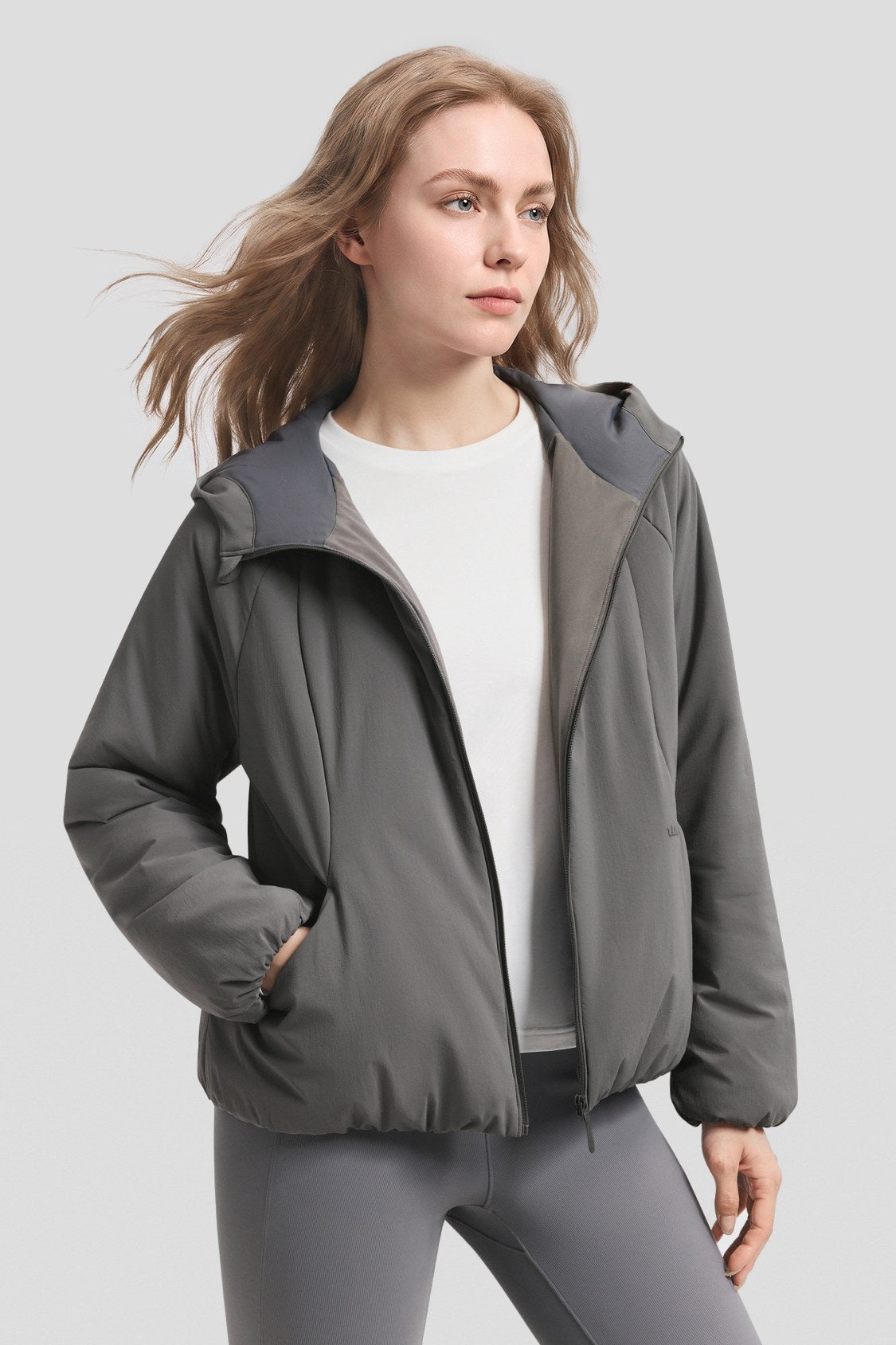 Women's Stretch Hooded Insulated Jacket (Mid Warmth) EF003