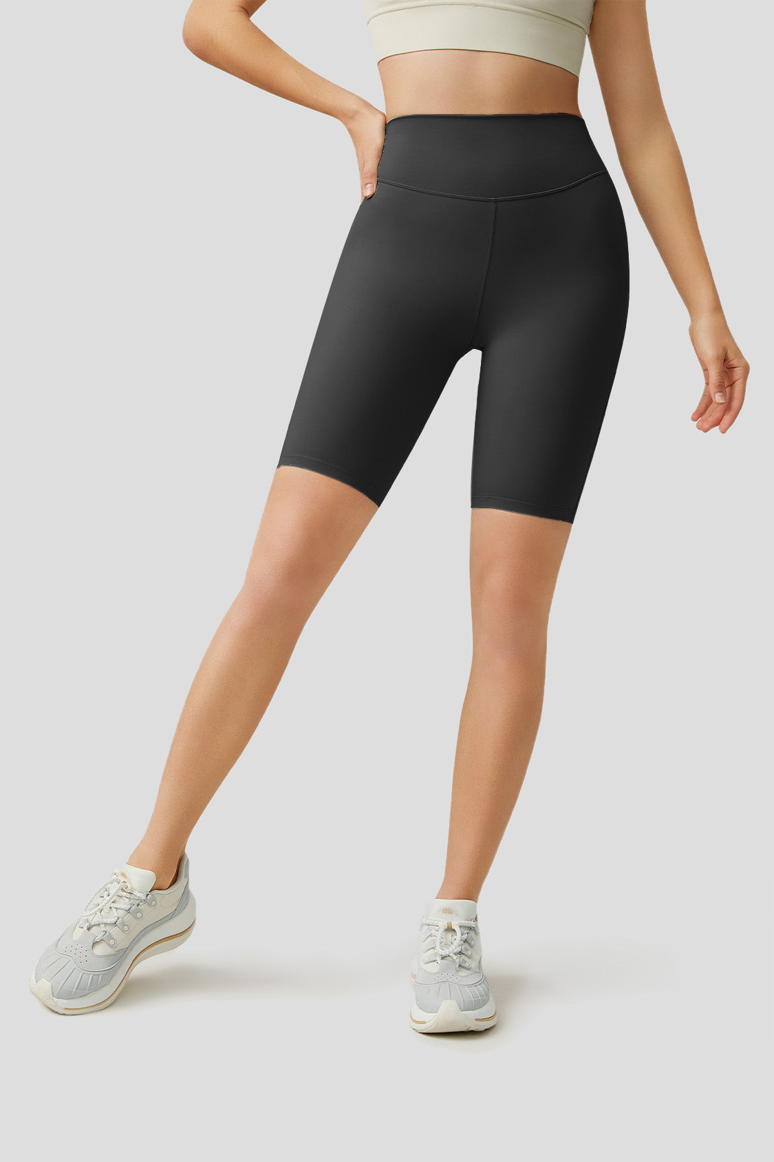 beneunder airloop high waist biking short for women #color_black